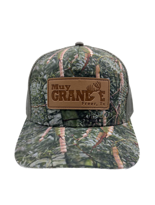 Muy Grande Camo Leather Patch Snapback - Olive