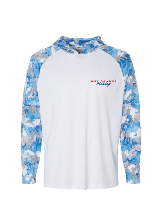 Muy Grande Fishing LS Hooded Shirt - Blue Mist Camo
